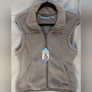 NWT FREE COUNTRY WOMEN'S PLUSH VEST SIZE L GREY POLYESTER FAUX FUR MSRP $70 Warm